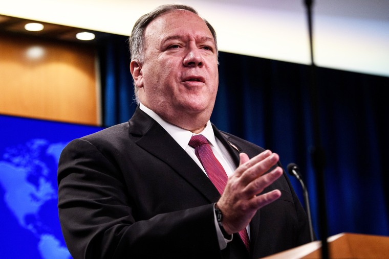 Image: U.S. Secretary of State Mike Pompeo holds a news conference in Washington
