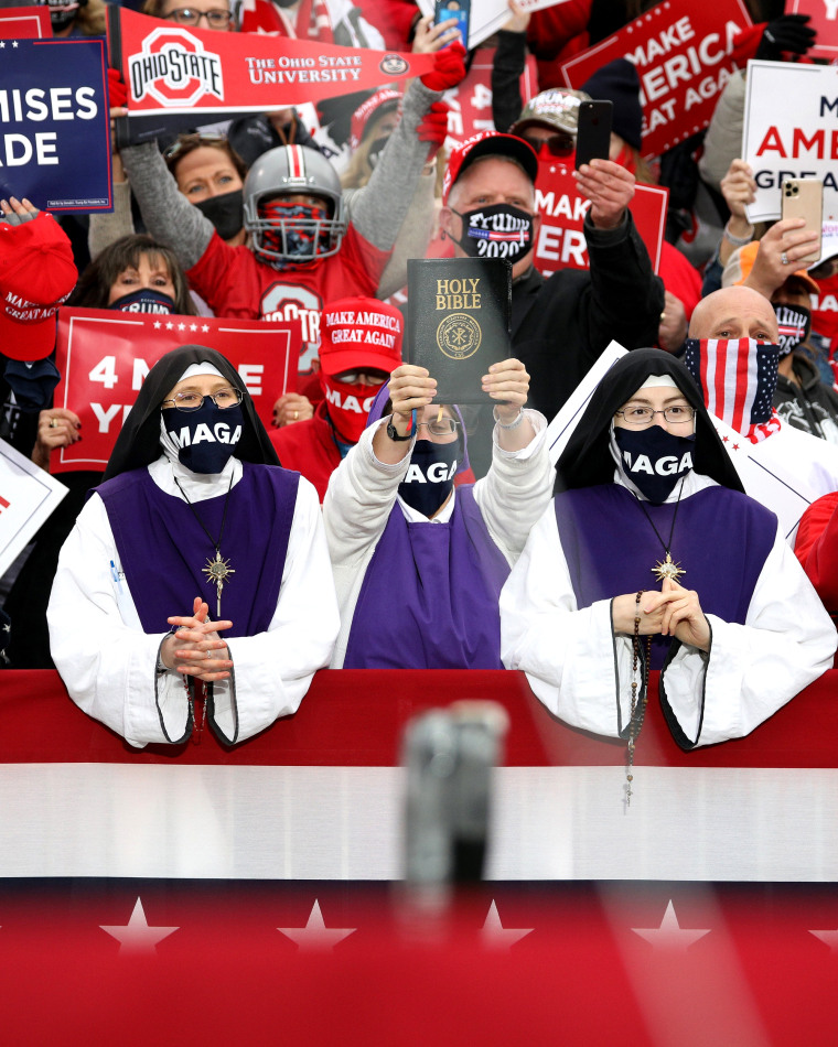 Image: Supporters listen to President Donald Trump at campaign rally in Circleville, Ohio, on Oct. 24, 2020.