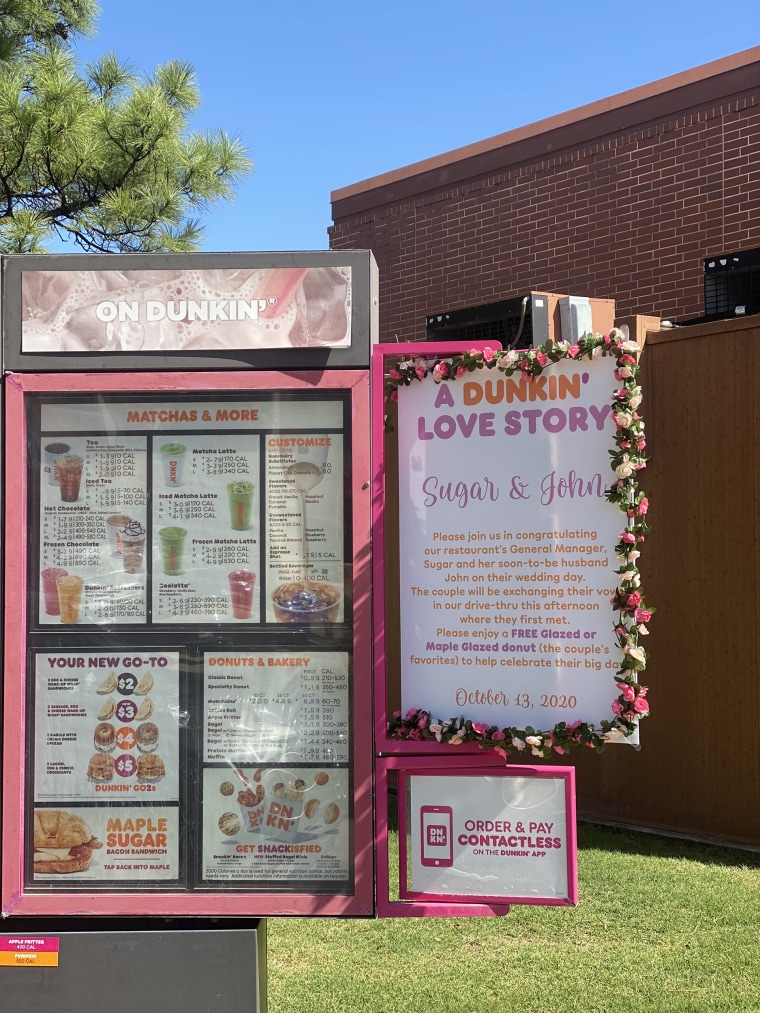 The Dunkin' love story was showcased on the restaurant's menu.