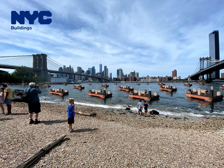 Improv Everywhere told passers-by that the raft office was part of a New York Department of Buildings pilot program, which would involve 4,000 of these offices on the East River in the spring, with an additional 6,000 to follow on the Hudson River by summer.