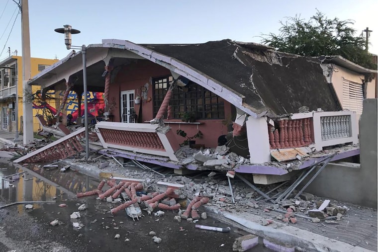 A collapsed home after an earthquake in Guanica, Puerto Rico, on Jan. 7, 2020.