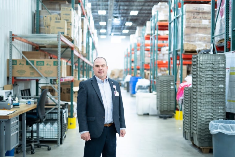 Brad Haupt, vice president of supply chain and contract management, at Monument Health's distribution center in Rapid City, S.D., where cases are on the rise.