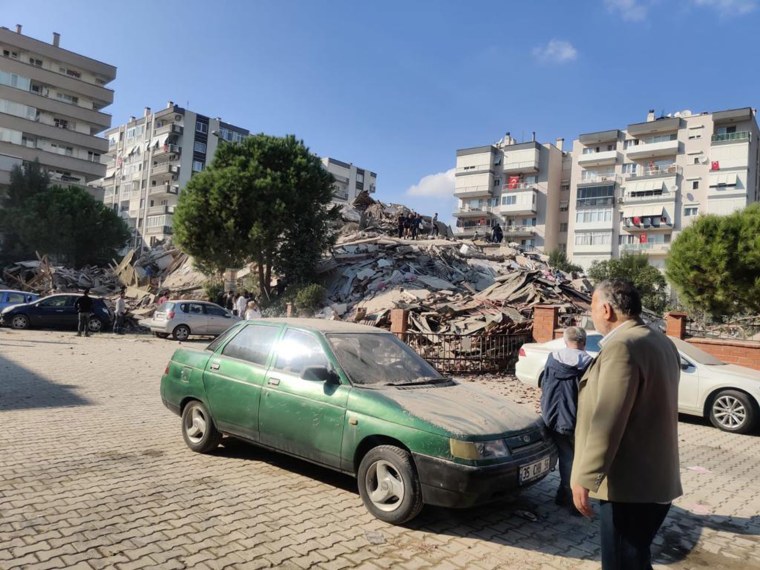 Image: The debris of collapsed buildings in Izmir, Turkey