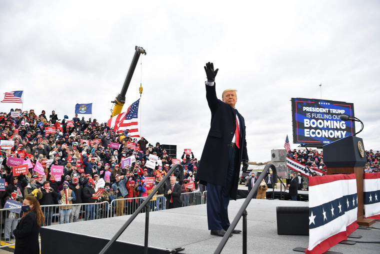 President Donald Trump at a rally in Waterford Township, Mich., on Oct. 30, 2020.