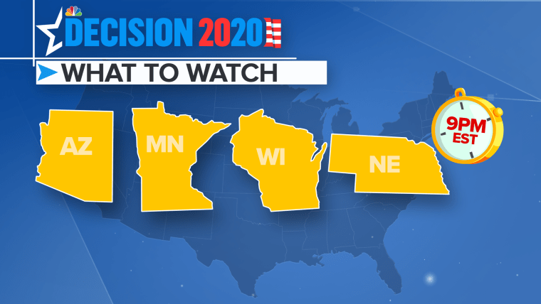 At 9 p.m. polls close in other big battlegrounds: Arizona, Minnesota, Wisconsin and ... Nebraska.