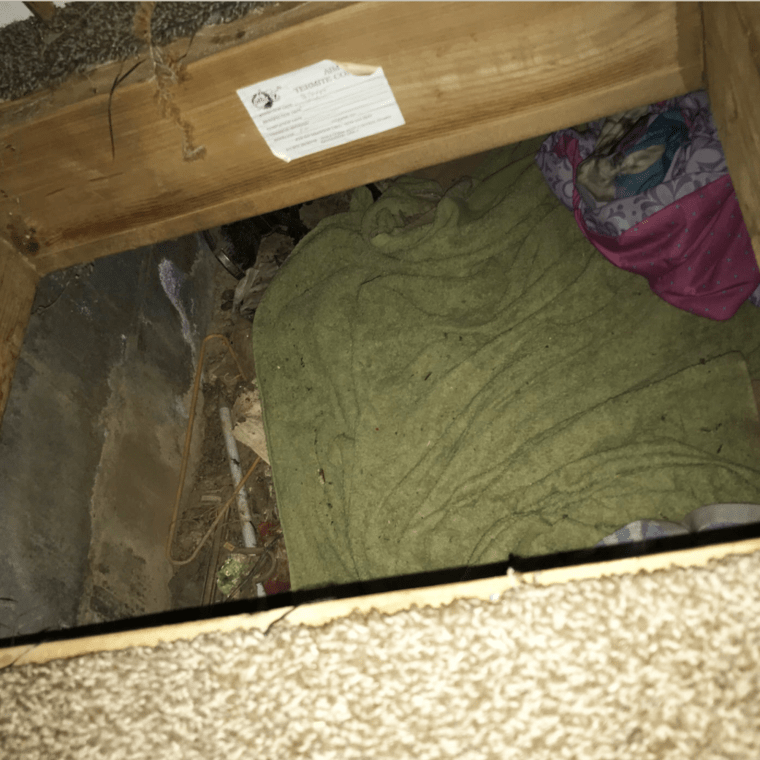 A photo of the secret sleeping area at a home in West Point, California, where a 14-year-old girl was found on Oct. 30.