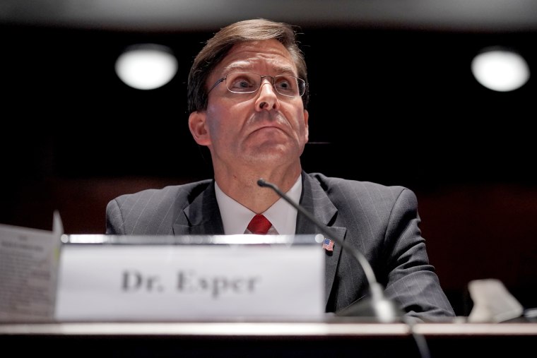 Secretary of Defense Mark Esper testifies during a House Armed Services Committee hearing on July 9, 2020.