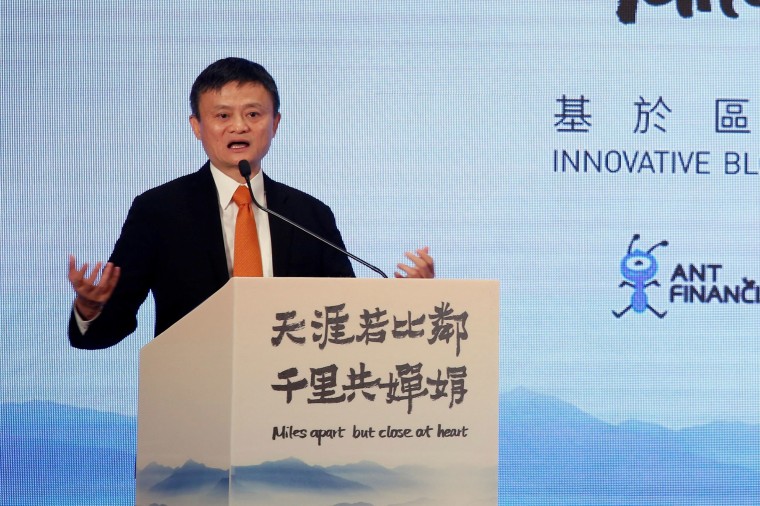 Image: Alibaba Group co-founder and executive chairman Jack Ma speaks during a news conference in Hong Kong