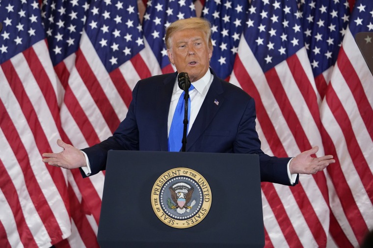 Image: President Donald Trump speaks in the East Room of the White House