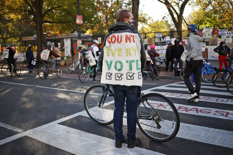 Image: People gather after Election Day in Washington