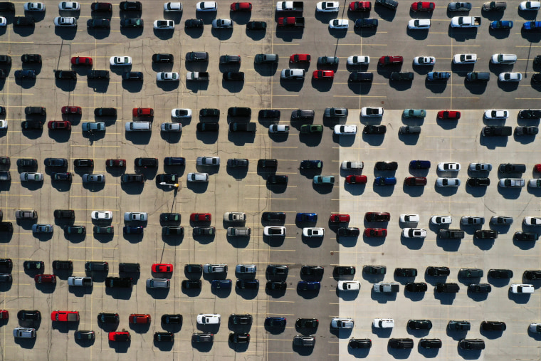 Image: Aerial views of drive-thru COVID-19 testing site in Madison, Wisconsin