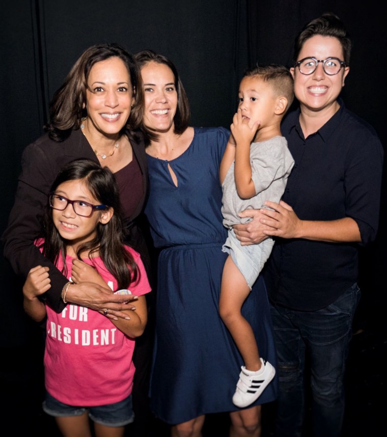 Kim Rincon and her family posed with Kamala Harris earlier this year. 