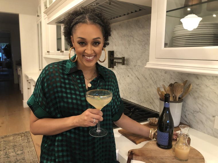 Mowry shared her seasonal take on a Bellini, made with rosemary simple syrup and pear juice.