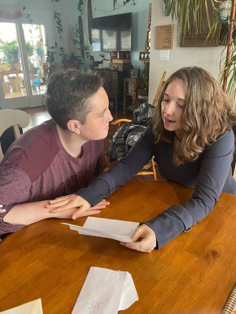 While Carson Swazey cannot read or write, he listens so intensely when his family reads him cards from well wishers all over the world who sent him mail to keep him motivated to walk. 