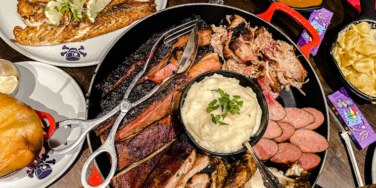 The Pirate Platter is filled with amazing barbecue meats, but the sides are outstanding, too.