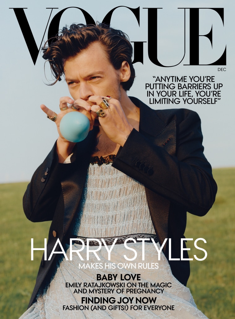 Harry Styles is the first man to land the cover of Vogue on his own.
