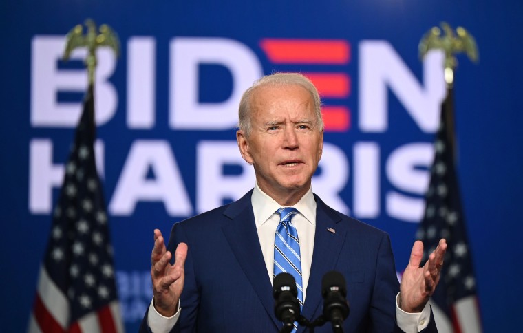 Image: Democratic Presidential candidate Joe Biden speaks at the Chase Center in Wilmington, Del