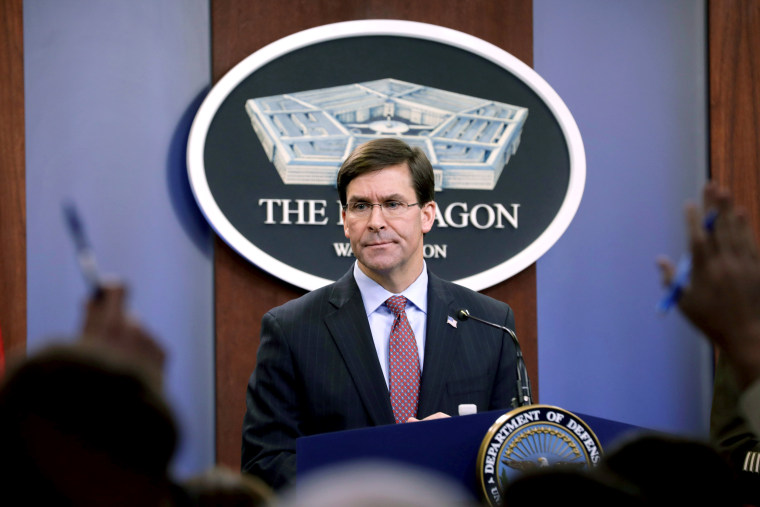 Image: Defense Secretary Mark Esper briefs the media at Pentagon