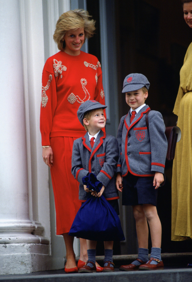 Image: Princess Diana with her sons Prince William and Prince Harry at Wetherby School.