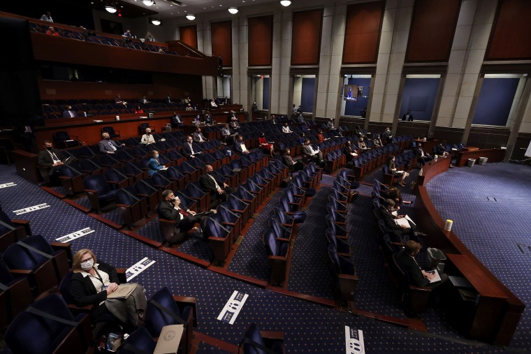 Image: Newly-elected members of Congress attend a socially-distanced orientation on Capitol Hill on Nov. 13, 2020.