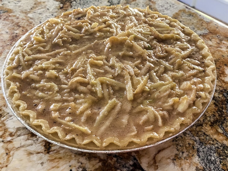 My apple cream pie, ready for the oven.