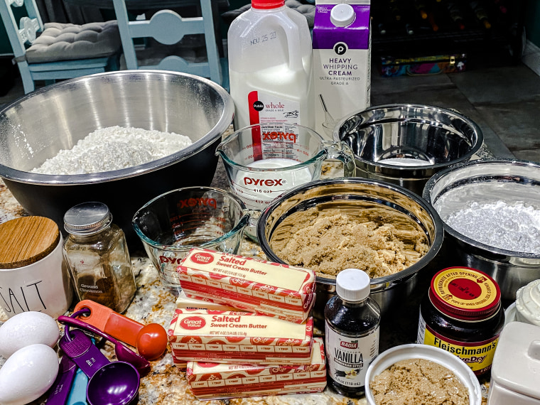 The ingredients for Craft's cinnamon roll recipe are simple: eggs, yeast, flour and other pantry staples.