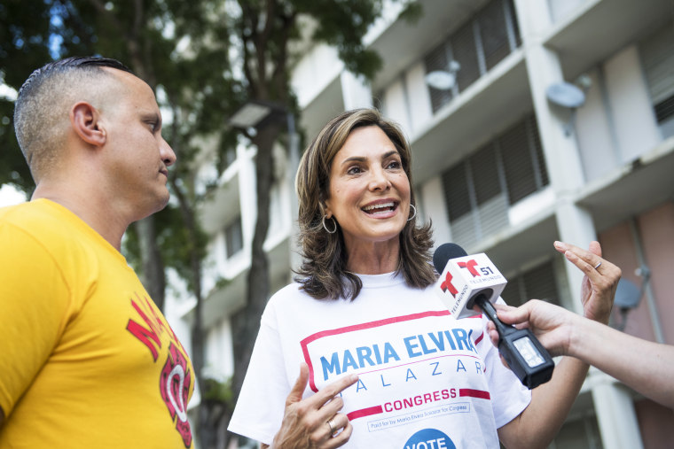 Maria Elvira Salazar speaks to the media on Nov. 6, 2018, in Miami.