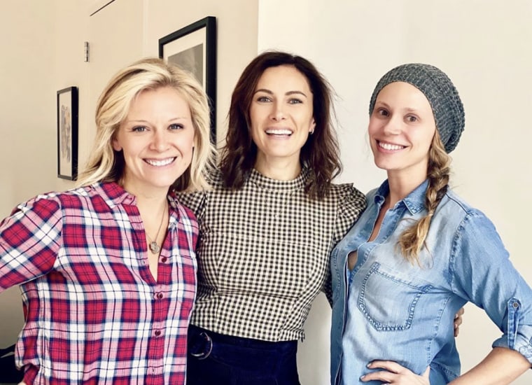 From left to right: Cara Cooper, Laura Benanti and and Jessica Rush at their first podcast recording for Mamas Talkin' Loud.