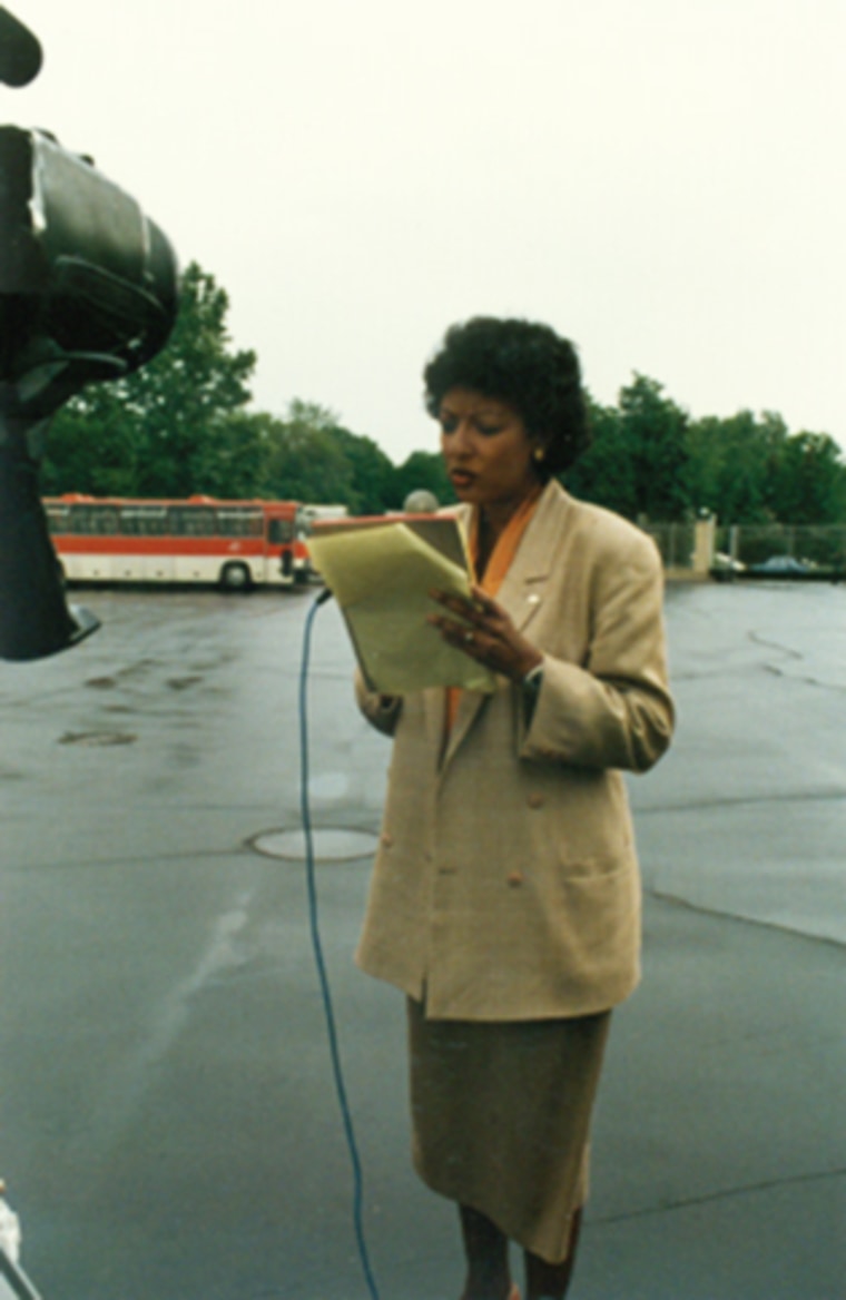 Jacqueline Adams reporting at the Reagan-Gorbachev summit in Moscow in 1988 for CBS News.