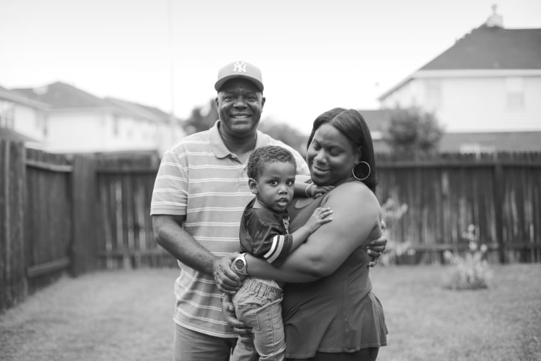 Lance and Sharde Butler with their son, Langston, in Houston.