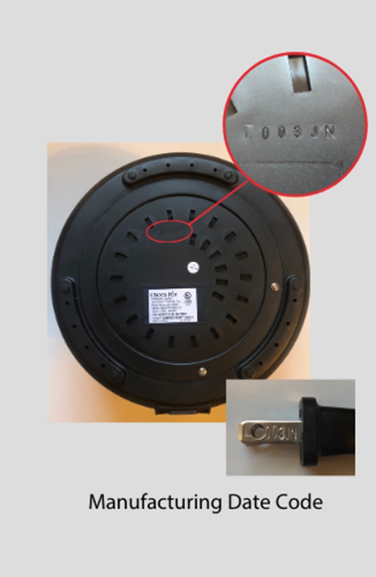 The information to determine if your device has been recalled is on the bottom of the cooker and on the plug prong. 