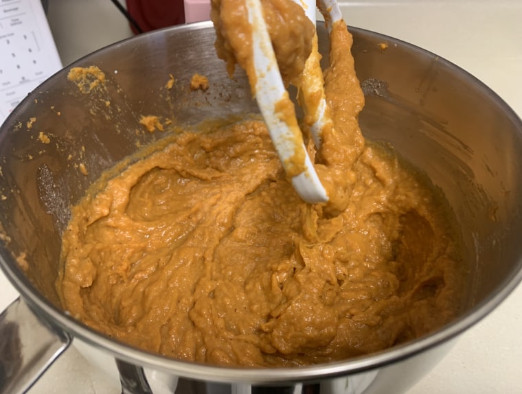 The stand mixer worked great to mash the potatoes and mix all the spices into the filling.