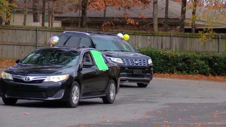 Boyle's family decorated their cars and drove by her facility to wish her a happy birthday.