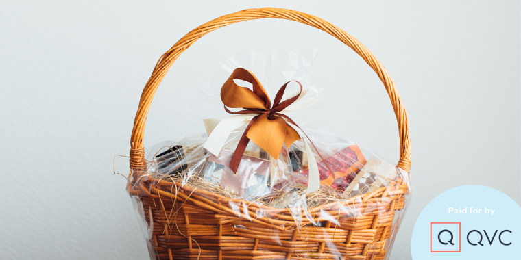 gift basket on gray background