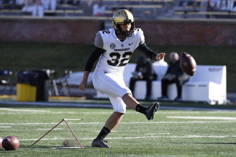 Vanderbilt placekicker Sarah Fuller warms up before the start of an NCAA college football game against Missouri Saturday, Nov. 28, 2020, in Columbia, Mo.