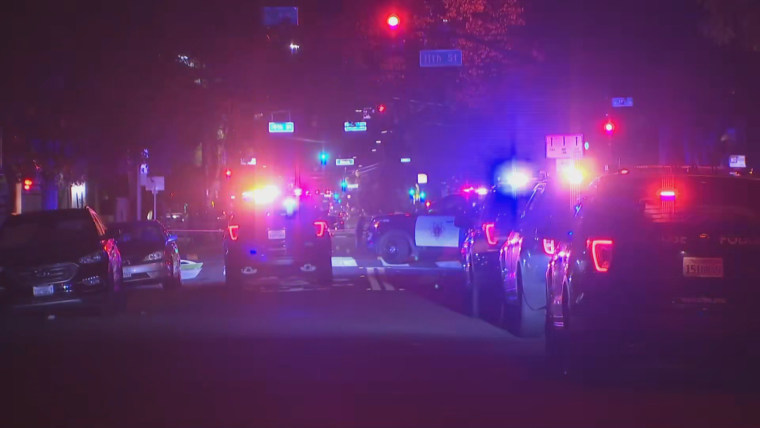 Image: Police at the scene of a stabbing in San Jose.