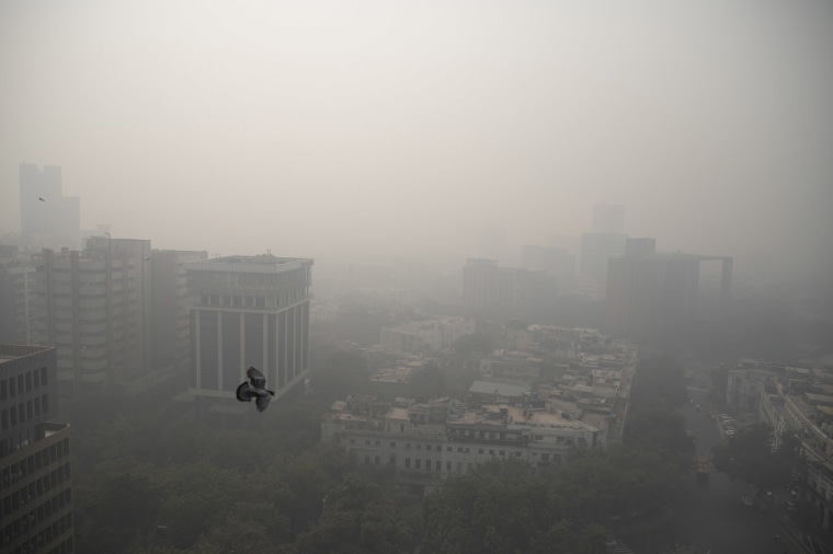 Image: Smog envelopes the skyline in New Delhi, India, Wednesday, Nov. 4, 2020. A thick quilt of smog lingered over the Indian capital and its suburbs on Friday, fed by smoke from raging agricultural fires that health experts worry could worsen the city's