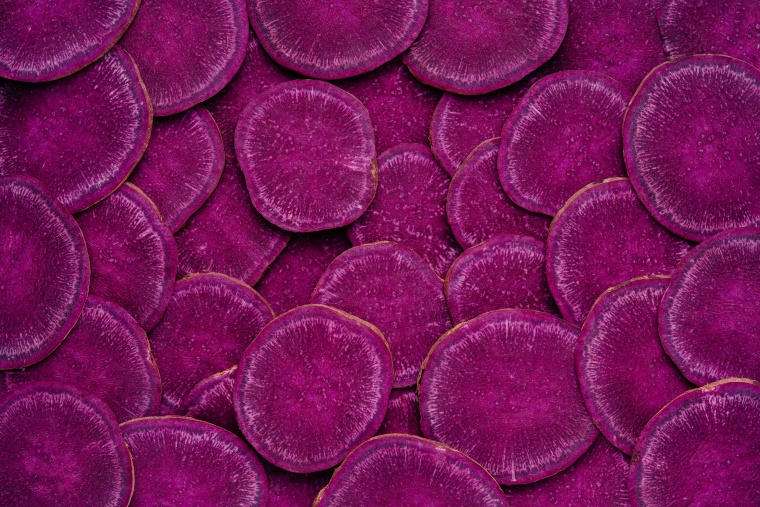 Purple Sweet Potato Sliced Texture Background