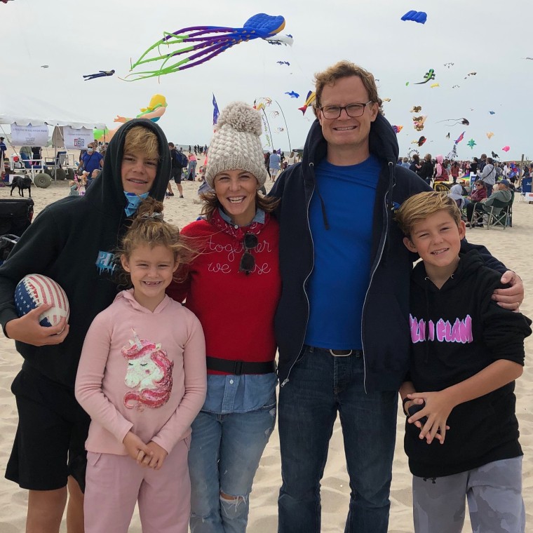 Stephanie Ruhle with husband Andy Hubbard and their three children, Harrison, Reese and Drew.