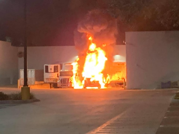 Hernando County Sheriff's deputies evacuated the Brooksville, Florida, Walmart after a fire in a parking lot close to the building. 