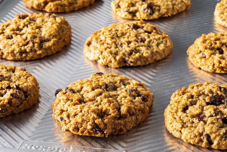 These beauties are Mariah's Spiced Oatmeal Raisin cookies.