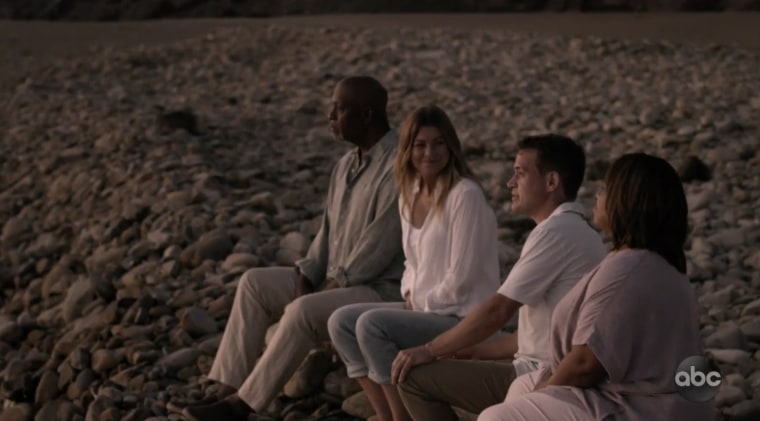 The cast of "Grey's Anatomy" laughs in a beach scene that aired on Dec. 3, 2020.
