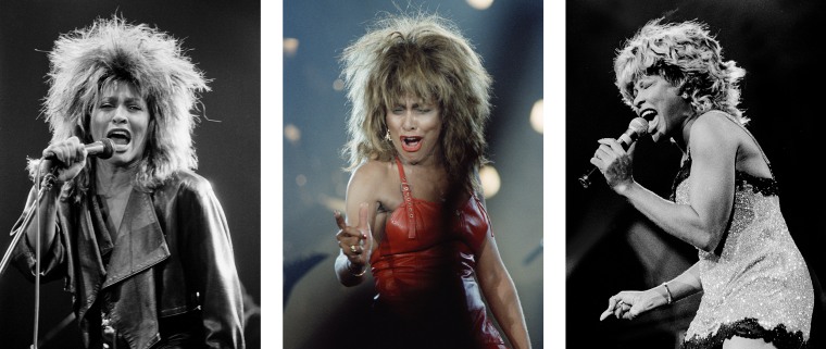 Image: Tina Turner performs during her Private Dancer tour in 1985; Turner during her Break Every Rule tour in 1987; and Turner sings during a performance in 1997.