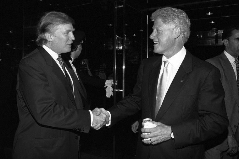 Image: Handout image shows Trump with then President Bill Clinton at fundraiser in New York
