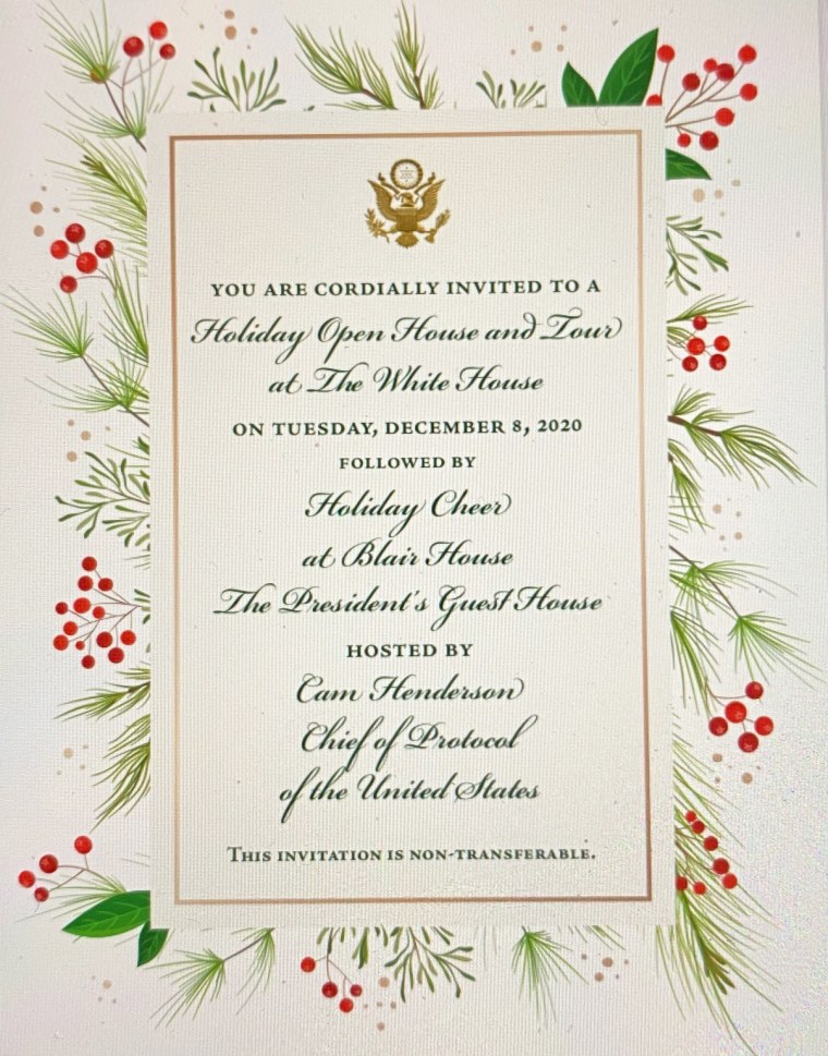 IMAGE: White House holiday dinner invitation