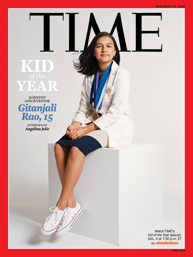 The cover Dec. 14, 2020 issue of Time magazine features 15-year-old Colorado high school student Gitanjali Rao.