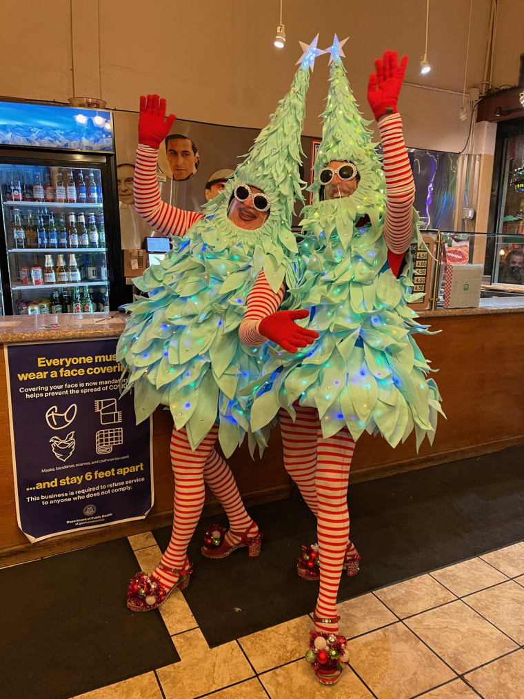 The tree twins made their costumes coronavirus-friendly this year.