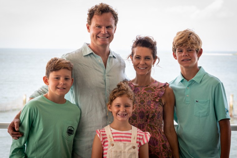 Stephanie Ruhle with husband Andy Hubbard and their sons Harrison, Reese and daughter Drew.