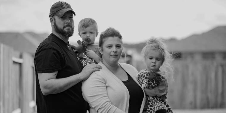 Melissa and Dillon Bright with their children, Charlotte and Mason, in Tomball, Texas, in 2019. 