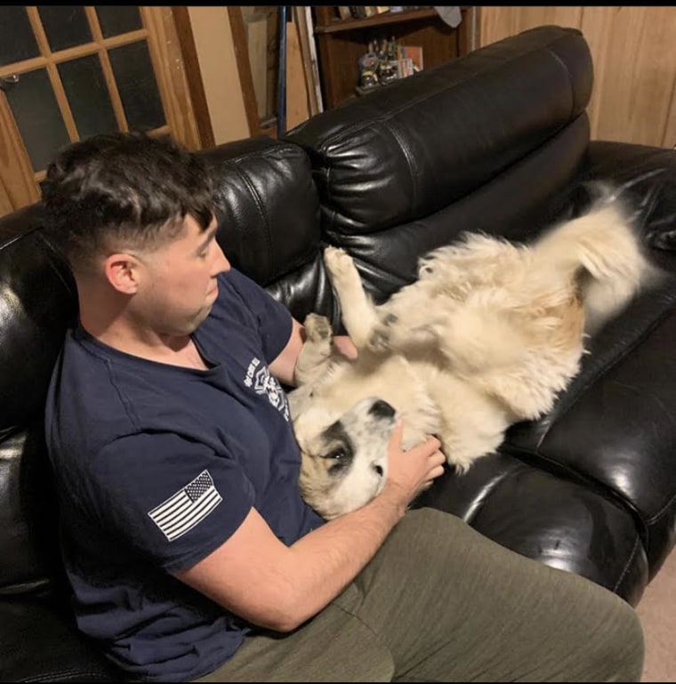 Marshmallow enjoys a belly rub.